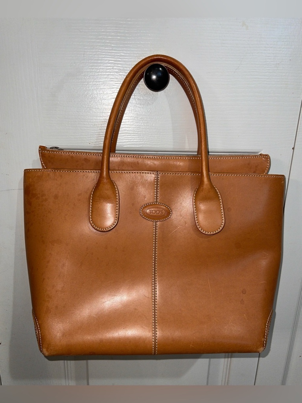 Tod's Camel Natural Leather Double Handle Small Handbag/Tote Bag! - Picture 4 of 14